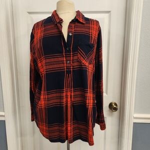 Old Navy Red and Black Plaid Button-Down Maternity Shirt